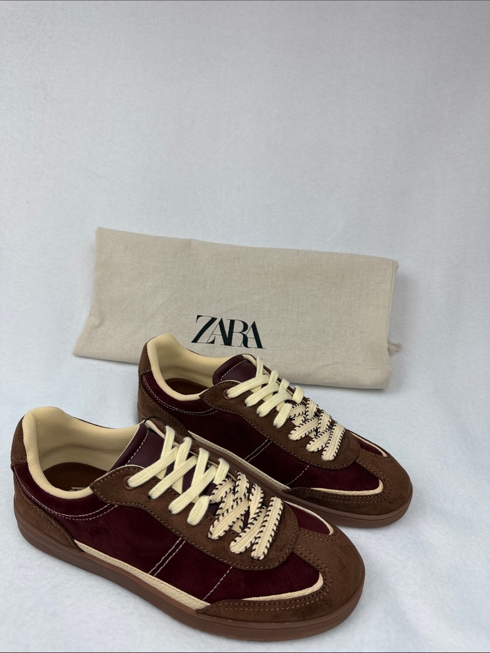 Zara Women’s Burgundy Red Brown Sneakers Size 7.5 Brand New - Picture 3 of 16